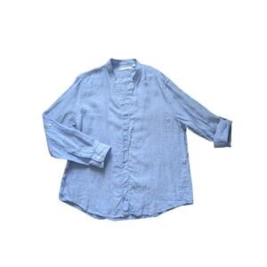 Murano Baird McNutt Tunic Shirt Mens XL Blue Linen Roll Tab Sleeve Coastal Beach